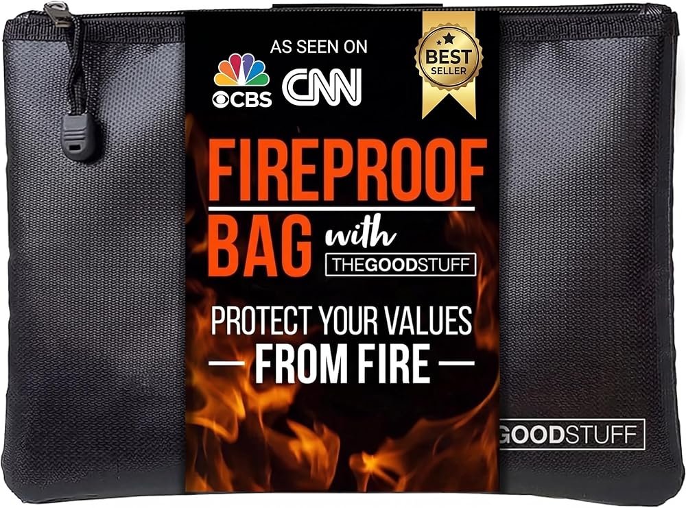 Fire-resistant zippered document pouch