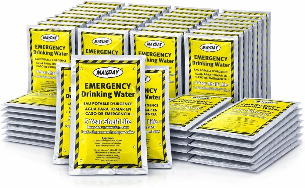 Mayday emergency water packets 50-pack